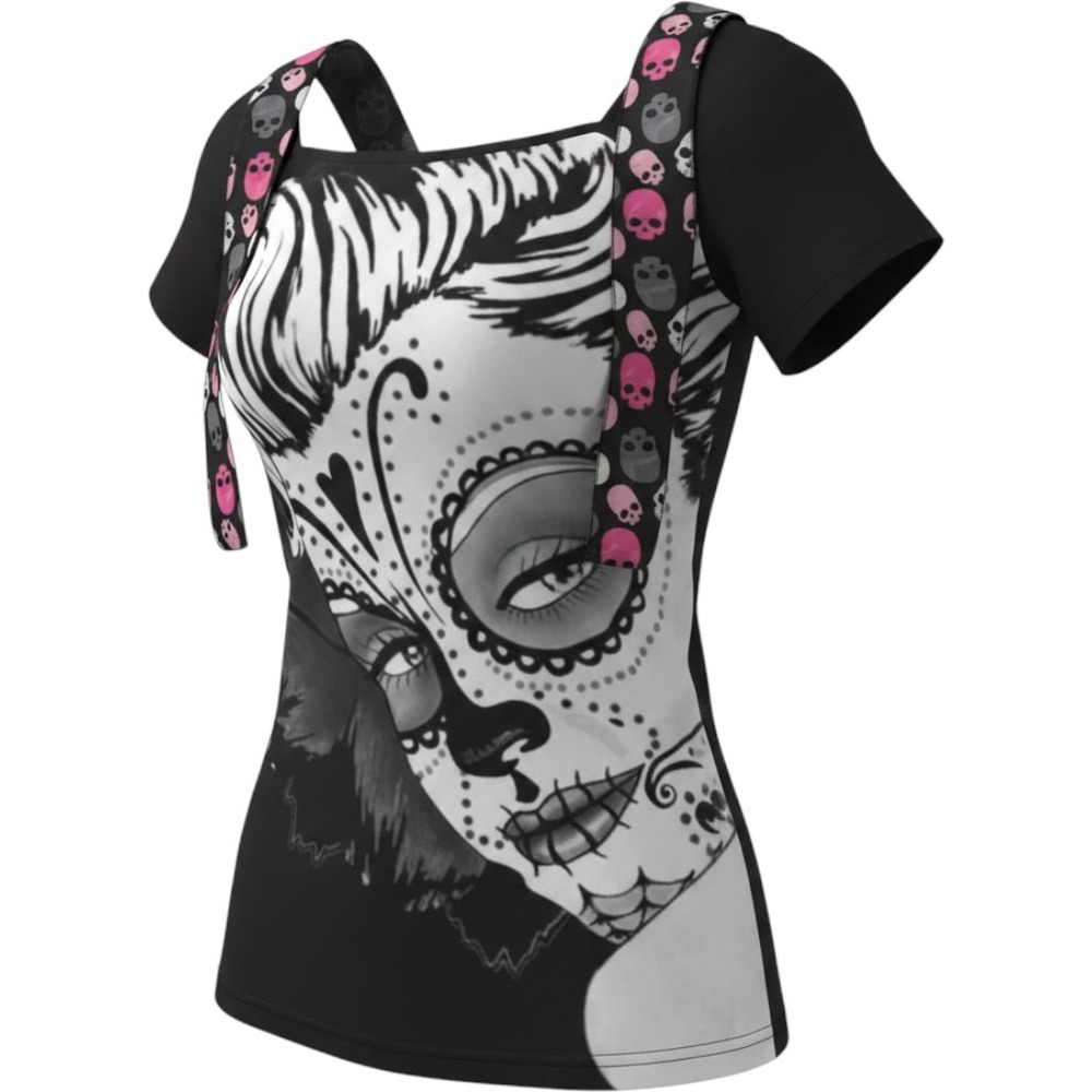 Banned Apparel Sugar Skull Top Mall Goth Y2K Alt Grunge Punk Graphic Tee Vintage - Picture 1 of 7
